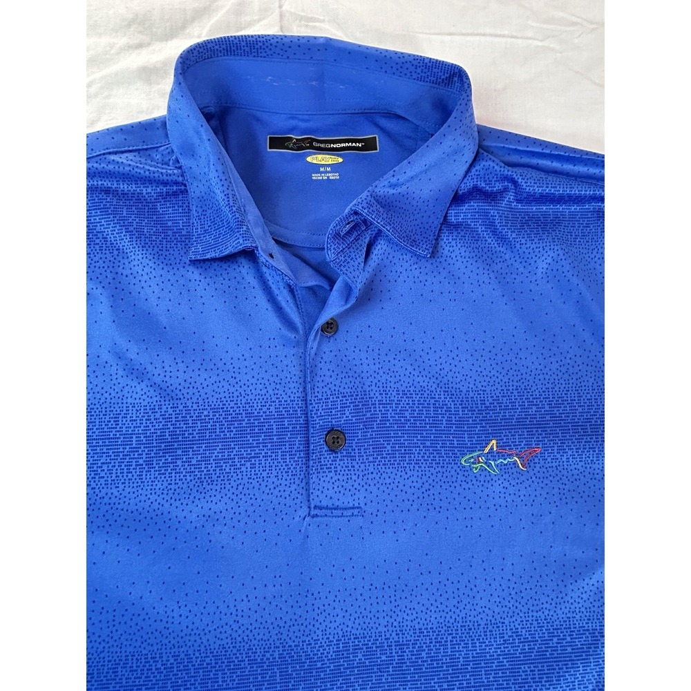 greg norman golf shirt Polo Men Med Royal Blue Short Sleeve Performance